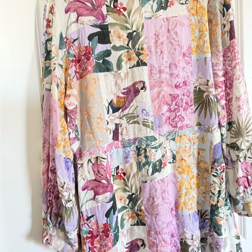 Zara Mini Floral Parrot Dress - Gem